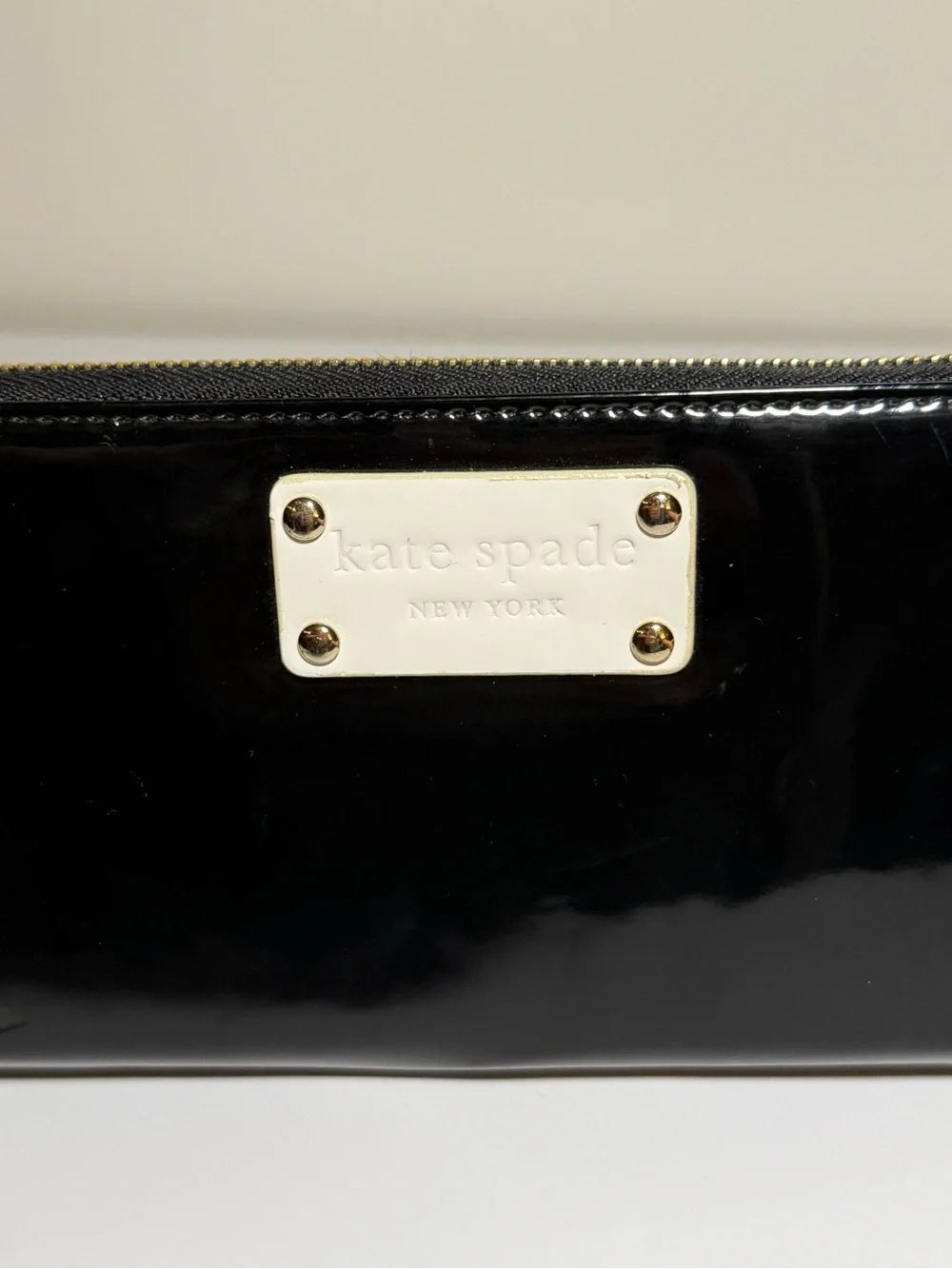 kate spade Neda Henry Street Black Patent Leather Zip Around Wallet